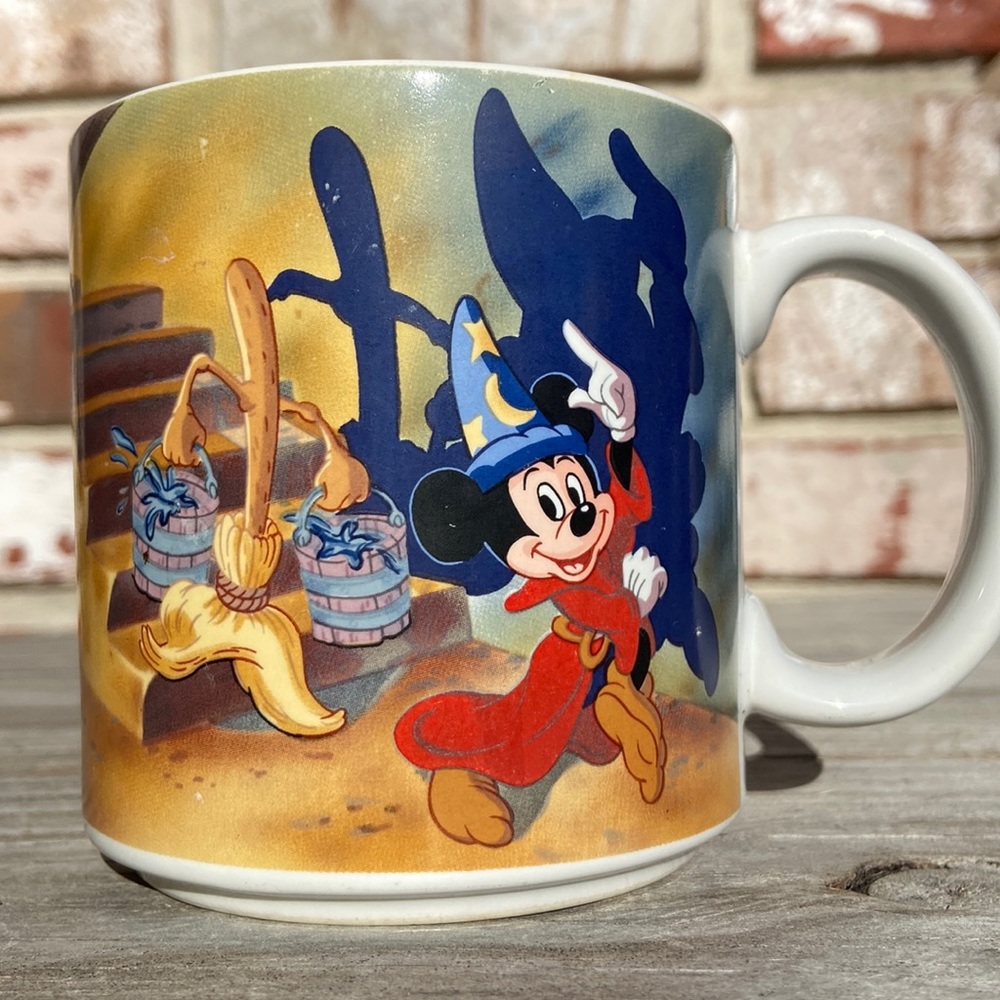 Vintage Disney Fantasia Sorcerer Mickey Mouse Mug Brooms 1990 Made In Japan